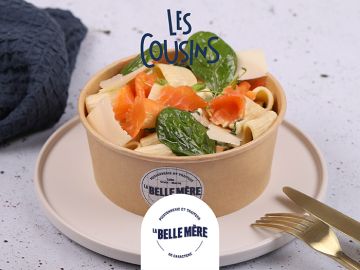 TRUITE FUMEE RIGATONI CREME DE PARMESAN EPINARD