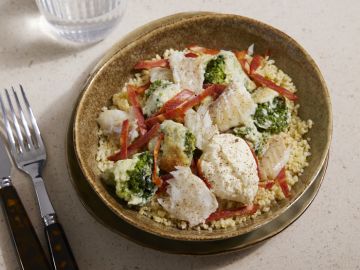 CABILLAUD CHORIZO ET BROCOLI GRATINE