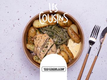 FILET DE POULET ROTI, POMME DE TERRE AU THYM ET HARICOTS VERTS