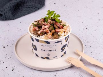 RIZ PLEUROTES PERSILLEES ET LARDONS